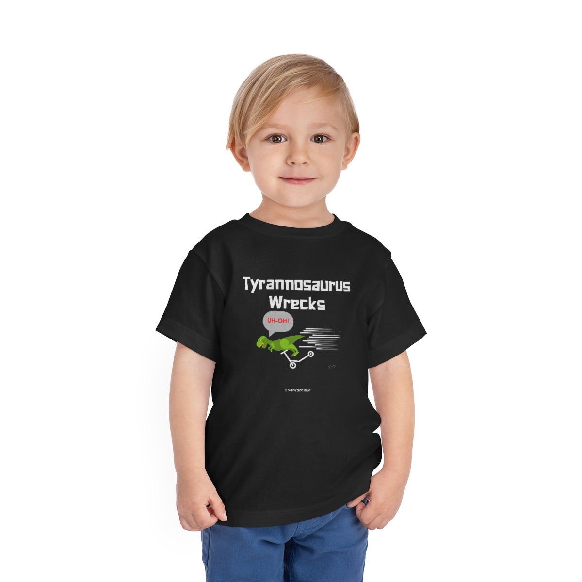 Tyrannosaurus Wrecks his scooter (toddler tee)