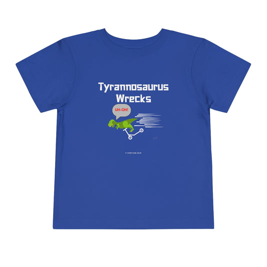 Tyrannosaurus Wrecks his scooter (toddler tee)