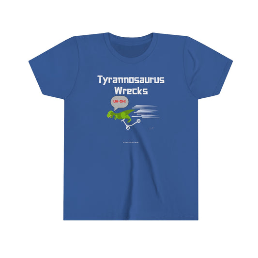 Tyrannosaurus Wrecks his scooter (youth tee)