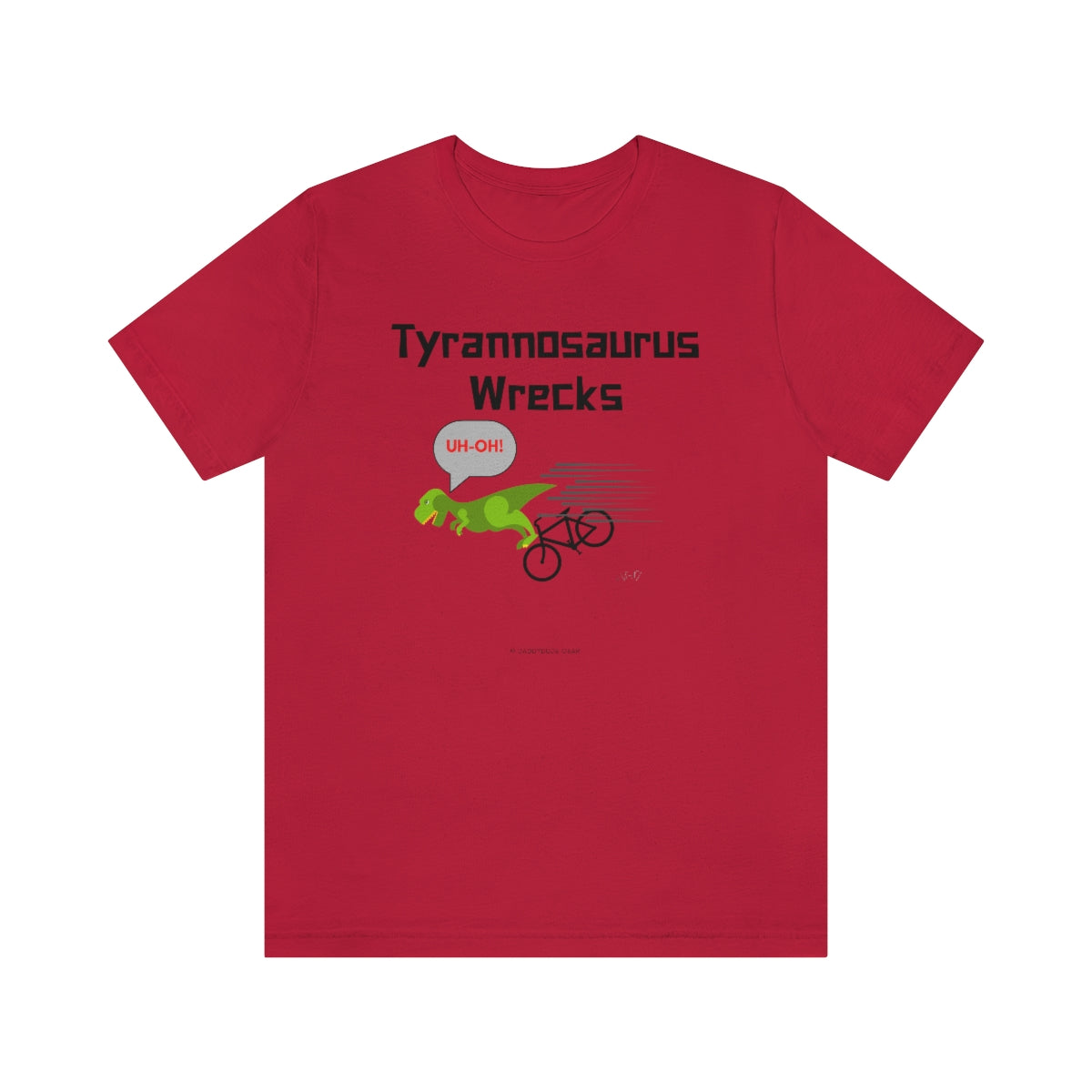 Tyrannosaurus Wrecks his bike (adult tee)