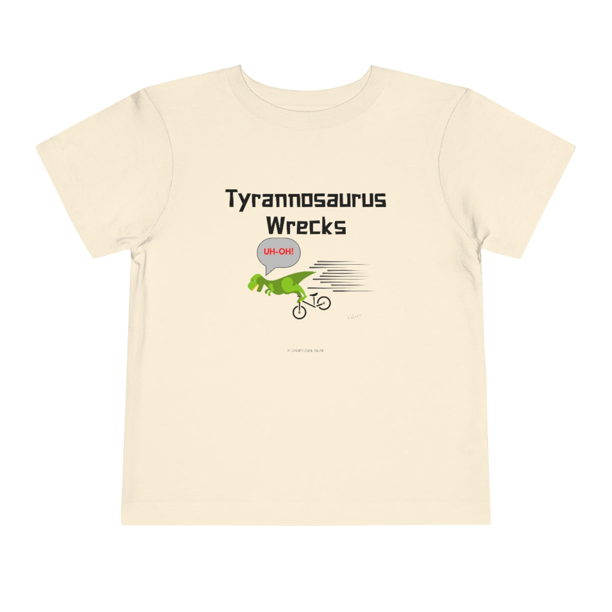 Tyrannosaurus Wrecks his balance bike (toddler tee)