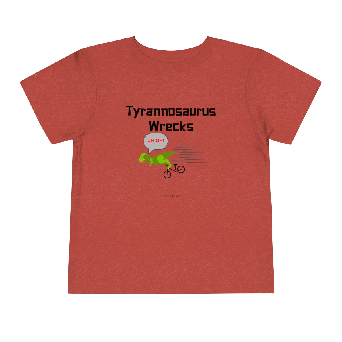 Tyrannosaurus Wrecks his balance bike (toddler tee)