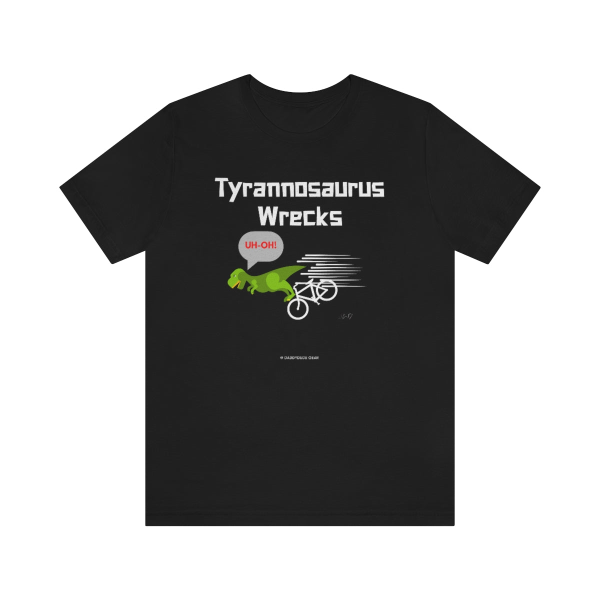 Tyrannosaurus Wrecks his bike (adult tee)