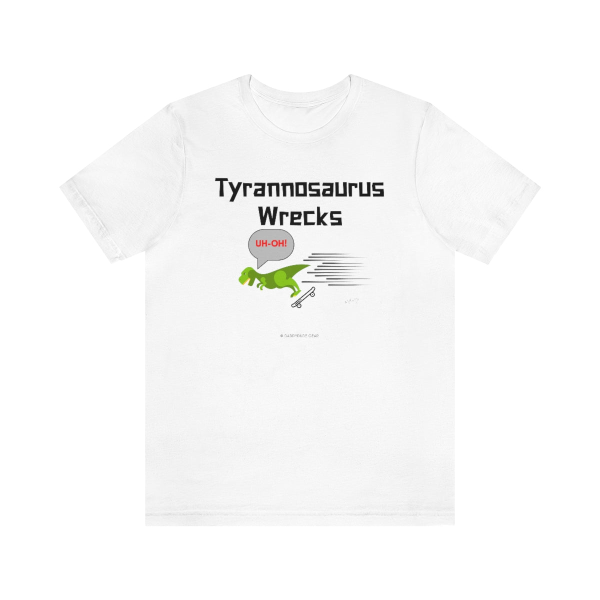 Tyrannosaurus Wrecks his board (adult tee)