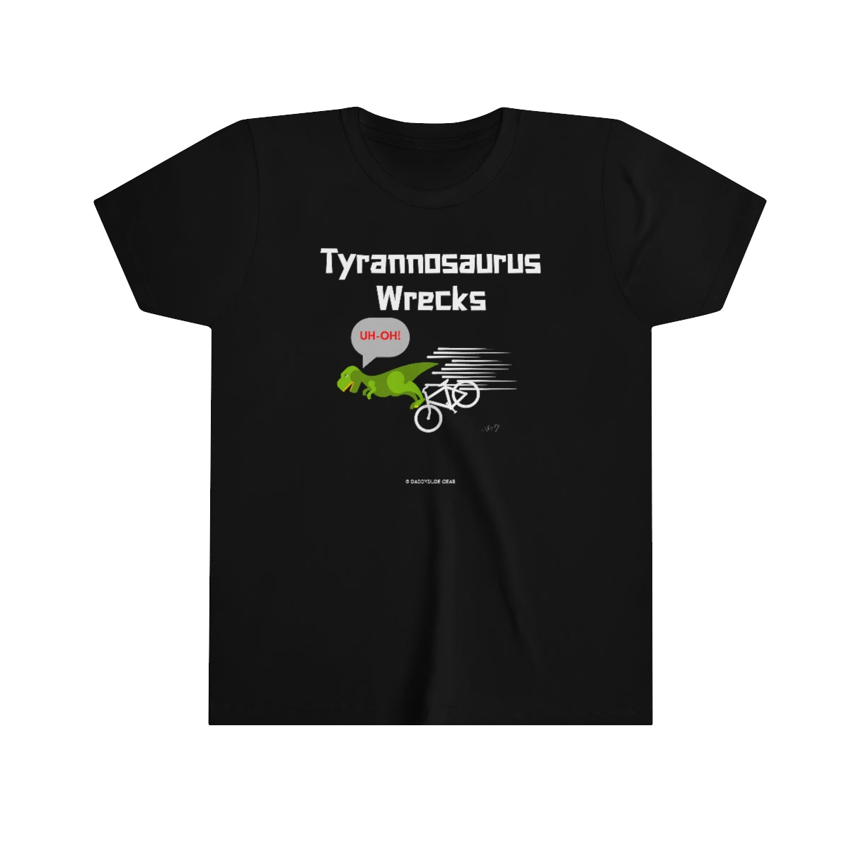 Tyrannosaurus Wrecks his bike (youth tee)