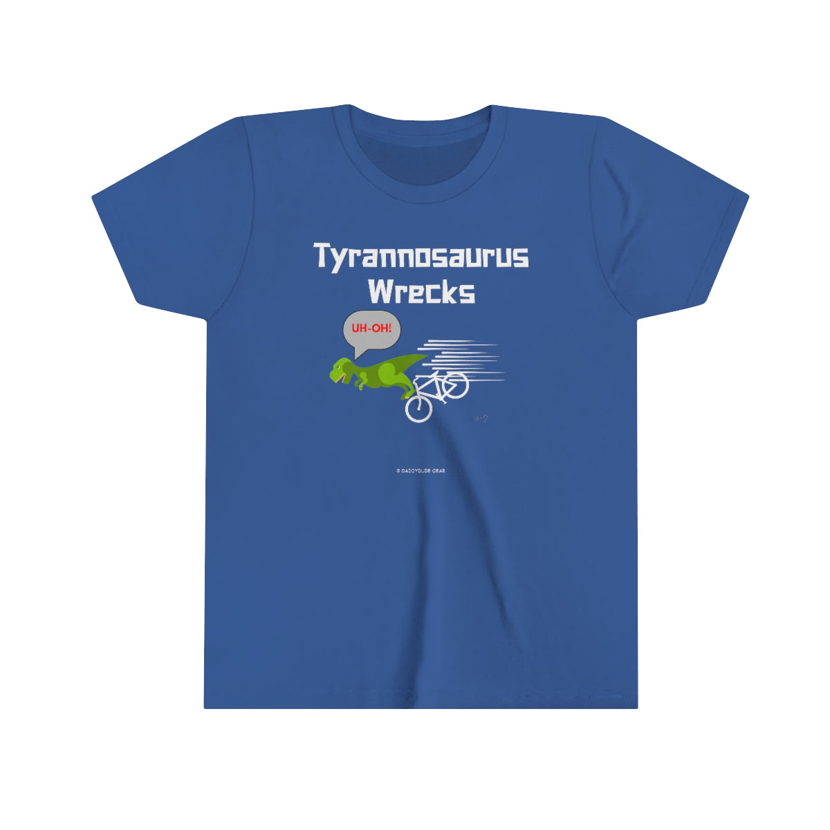 Tyrannosaurus Wrecks his bike (youth tee)