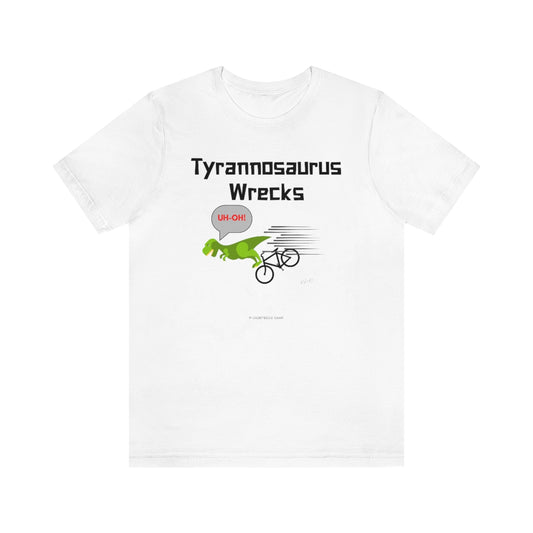 Tyrannosaurus Wrecks his bike (adult tee)