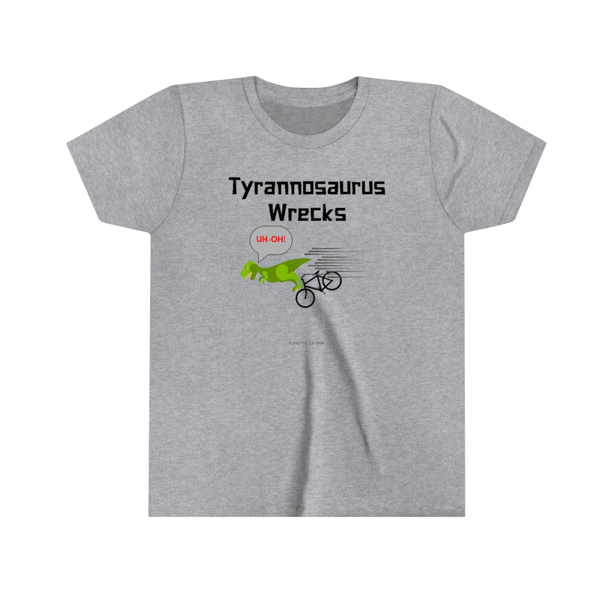 Tyrannosaurus Wrecks his bike (youth tee)