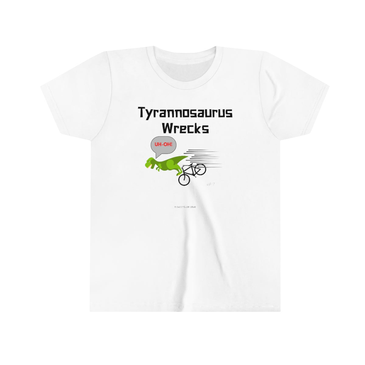 Tyrannosaurus Wrecks his bike (youth tee)