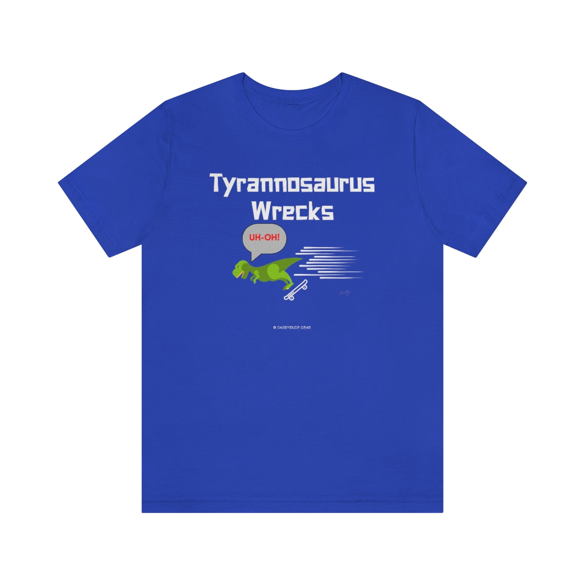 Tyrannosaurus Wrecks his board (adult tee)