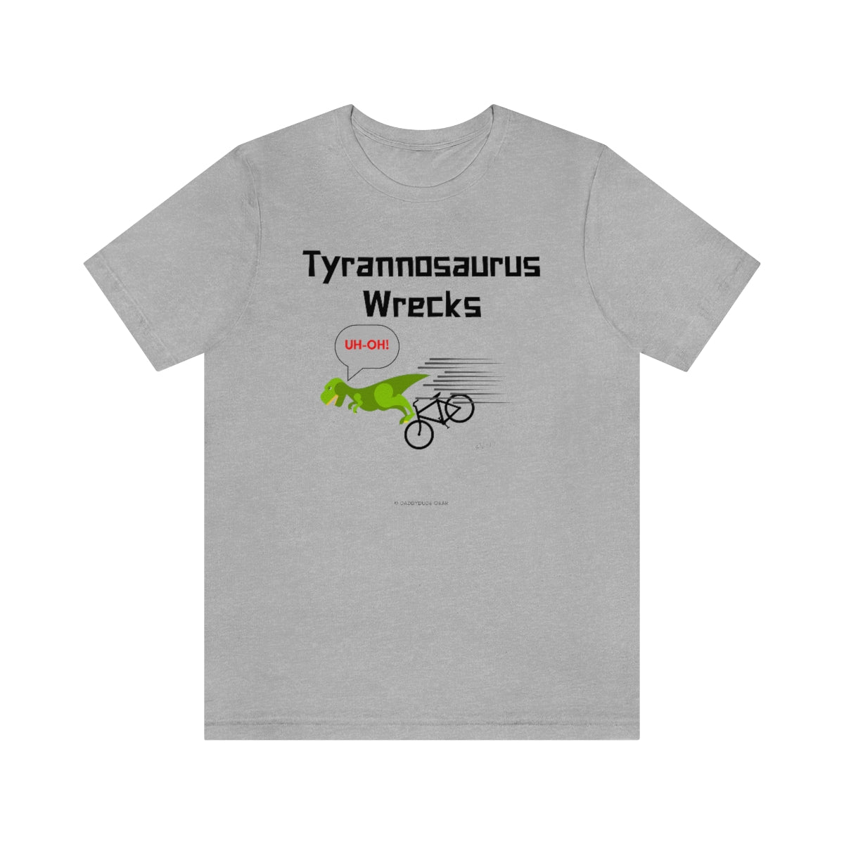 Tyrannosaurus Wrecks his bike (adult tee)