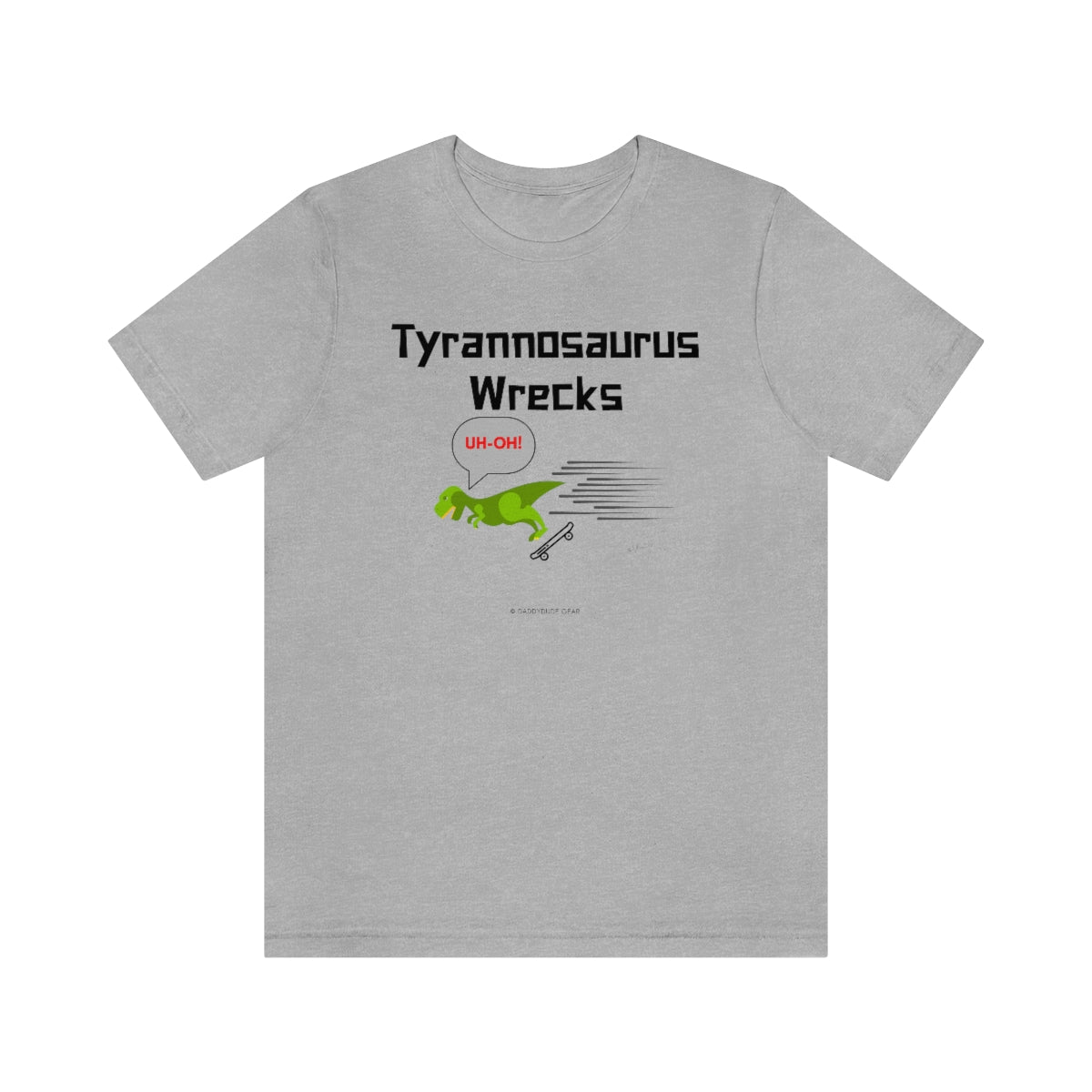 Tyrannosaurus Wrecks his board (adult tee)