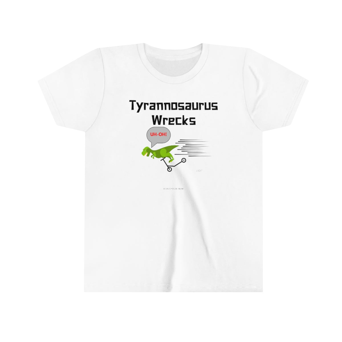 Tyrannosaurus Wrecks his scooter (youth tee)