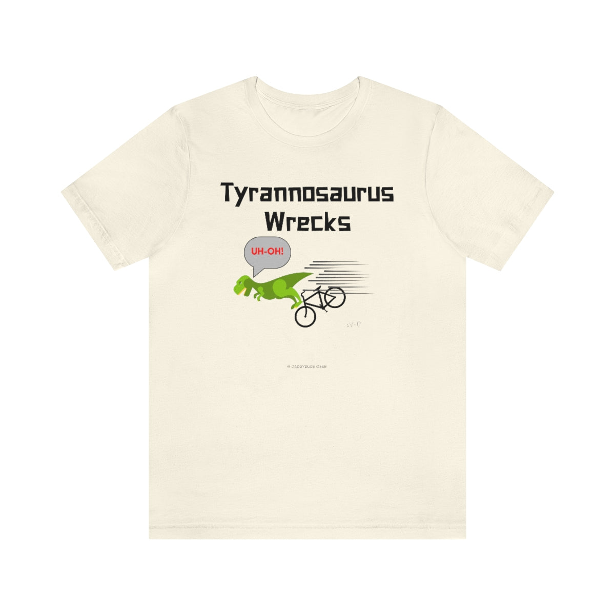 Tyrannosaurus Wrecks his bike (adult tee)